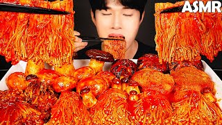 COOKING ASMR  Spicy enoki mushrooms mukbang best compilation  no talking eating sounds [upl. by Netsirk]