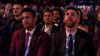 watch Cristiano Ronaldo world’s best player Speech and the reaction of Messi and Neymar [upl. by Katzman439]