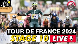 Tour de France 2024 Stage 10 LIVE COMMENTARY  Will It Be Biniam Girmay vs Jasper Philipsen Again [upl. by Atinauq]