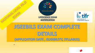 TIFR JGEEBILS complete details  PhDMSc  JGEEBILS exam pattern syllabus application form [upl. by Fife]