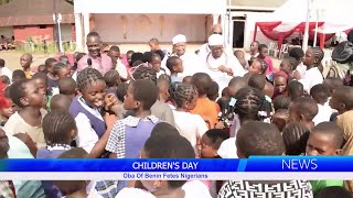 Childrens Day Oba Of Benin Fetes Nigerians [upl. by Yenettirb]