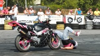 Girl Stunt Crash on Motorcycle [upl. by Vanna]