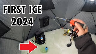 First Ice 2024  LAKE STCLAIR ICE FISHING [upl. by Ynahirb]