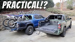 2022 Nissan Frontier PRO 4X VS Toyota Tacoma Practicality TEST [upl. by Henni]