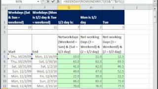 Excel Magic Trick 535 Count Weekdays Including Half Days NETWORKDAYS amp NETWORKDAYSINTL [upl. by Kataway]