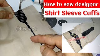 how to sew designer shirt cufflinks  Shirt sleeve cuff pattern  shirt stitching [upl. by Nosyerg]