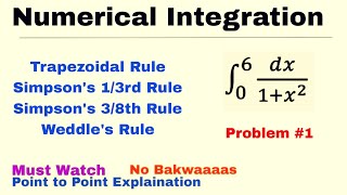 2 Numerical Integration  Trapezoidal Simpsons 13 and 38 Weddles rule  Problem2  Important [upl. by Celka]