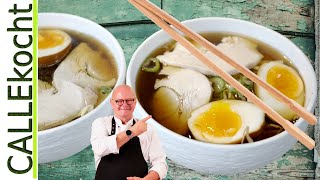 Ramen Asiasuppe mit kräftiger Hühnerbrühe selber kochen Rezept [upl. by Odericus]