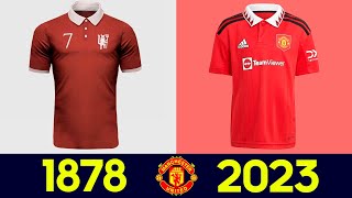 The Evolution of Manchester United Football Kit 2223  All Man United Football Jerseys History 2022 [upl. by Sidra]