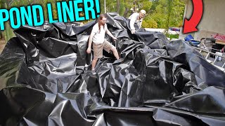 Installing Pond Liner Part 1 of 2 [upl. by Bessy]