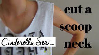 How to cut collar off tshirt  Cut tshirt into scoop neck  Make a lower neckline on a tee [upl. by Calvina355]