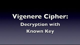 Vigenere Cipher  Decryption Known Key [upl. by Sisi13]