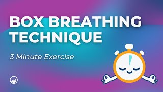 Box Breathing Technique and Exercise  3 Minute  Use For Meditation Anxiety Or Sleep  4 4 4 4 [upl. by Nimad59]