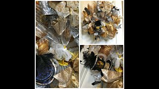 New Years Wreath PoufCurl Method with Gold and Silver [upl. by Bazil]