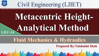 Lec14Analytical MethodMetacentric height Fluid Mechanics and Hydraulics  Civil Engineering [upl. by Sillert]