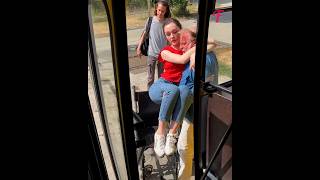 Bus driver carries paraplegic girl onto bus paralyzed girl lifting transferring [upl. by Bastien]