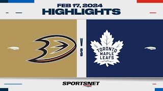 NHL Highlights  Ducks vs Maple Leafs  February 17 2024 [upl. by Oesile]