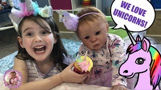 REBORN UNICORN TEA PARTY WITH MAGIC RAINBOW JUICE For Theme Thursday  UNICORNS [upl. by Jacquetta]