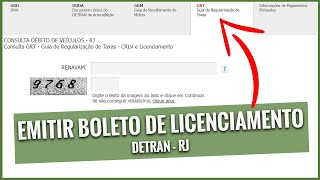 COMO EMITIR O BOLETO DE LICENCIAMENTO DE VEÍCULOS NO RJ PASSO A PASSO Detran RJ [upl. by Paymar189]