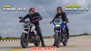 New 2022 Apache 160 2V vs Xtreme 160R  Drag Race  Top End Race Battle [upl. by Oiciruam]