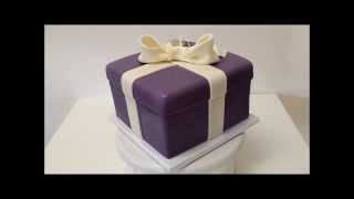 Present Box Shape Cake covered in fondant icing [upl. by Eahsan]