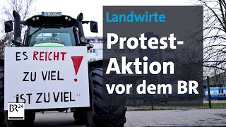 Protestaktion Bauern demonstrieren vor BR  BR24 [upl. by Selway]