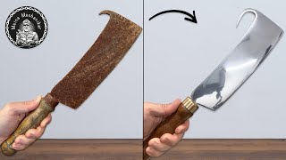 Rusty Broken Meat Cleaver Restoration  Restoration Videos [upl. by Oigufer]