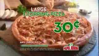 TV Spot  Papa Johns  30th Anniversary  Large One Topping 30¢ [upl. by Rovelli]