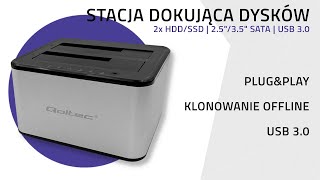 Stacja dokująca dysków 2x HDDSSD  25quot35quot SATA  USB 30 [upl. by Nauaj]