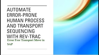 RevTrac with SAP How to move Transports in correct sequence in SAP [upl. by Cristoforo186]