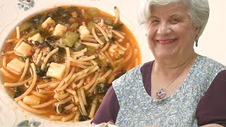 Maria makes a Sicilian bucatini pasta with summer squash tenerumi leaves [upl. by Fennell]