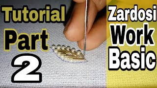 Zardosi work for beginners  Hand Embroidery  Zardosi  Part 2 [upl. by Demetrius]