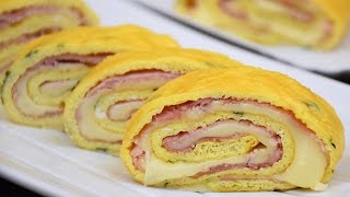 ROTOLO DI FRITTATA al forno con prosciutto e formaggio  Easy OMELETTE ROLL with ham and cheese [upl. by Tadeas997]