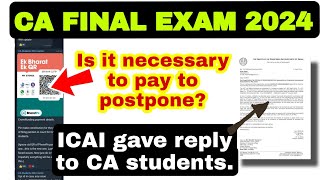 ICAI CA intermediate may 2024 postponed news। ICAI CA Final Exam may 2024 postponed News today [upl. by Butterfield]