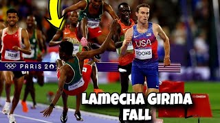 Paris Olympics 2024 Lamecha Girma Stretchered off after fall in Steeplechase final [upl. by Patton599]