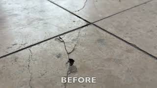 8 steps refinishing of travertine tile floor in Chapel event room holes filling epoxy grouting [upl. by Tfat]