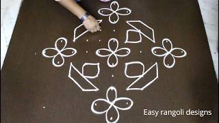 simple kolam designs with 11 dots  latest deepam muggulu  easy rangoli designs  daily rangoli [upl. by Edee207]