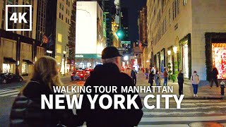 4K NEW YORK CITY  Evening Walk Manhattan 5th Avenue amp 57th Street NYC USA Travel [upl. by Rednaskela]