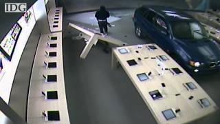 Raw video Car smashes Apple Store in robbery [upl. by Heigho]