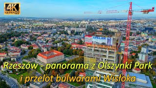 Rzeszów  jesienna panorama ze szczytu wieżowca Olszynki Park i przelot bulwarami Wisłoka dron 4K [upl. by Nosduj]