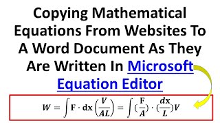 Copying Mathematical Equations From Websites To Microsoft Word Document Similar To Equation Editor [upl. by Limak397]