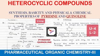 HETEROCYCLIC COMPOUNDIInd Pyridine QuinolineSynthesis Properties amp Medicinal uses POC3 U4 [upl. by Ainel49]