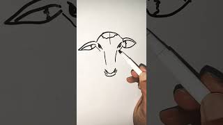 Cow Face From 4 Lines 🐄 🐮 Kids Creative Art Surprise Drawing art shorts drawing artwork paintin [upl. by Eanat]