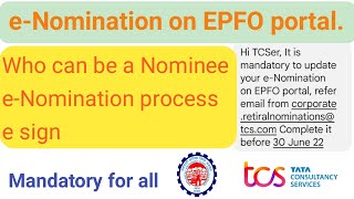 eNomination on EPFO portal  Who can be a Nominee complete eNomination processEPFOTCS [upl. by Enitsenre698]