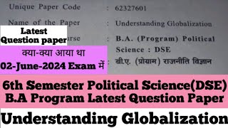 Sol du BA Programme Understanding Globalization Latest Question paper 6th semester 2024 [upl. by Leeland]