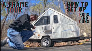 Tour of My A Frame Camper  How To Set Up an A Frame Camper [upl. by Ettebab]