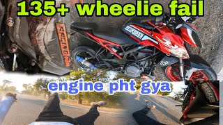 DUKE390 ACCIDENT 😱 WHEELIE FAIL 130 SPEED [upl. by Llehcor787]