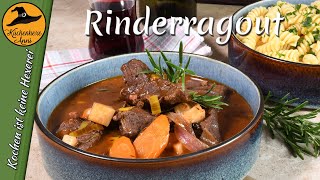 Deftiges Rinderragout mit Rotweinsauce und Nudeln [upl. by Ogir]