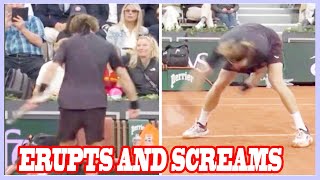 Andrey Rublev erupts and screams on court after smashing racket in French Open meltdown [upl. by Catarina]