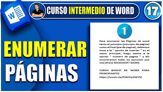 🔵 Cómo ENUMERAR PÁGINAS en WORD fácil   CURSO DE WORD INTERMEDIO [upl. by Ayahsal]